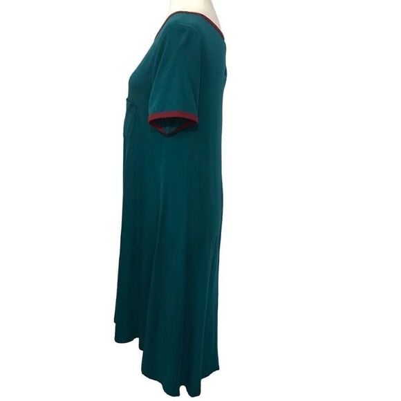 Lularoe Carly Swing Dress Green Burgandy size small - Picture 8 of 9